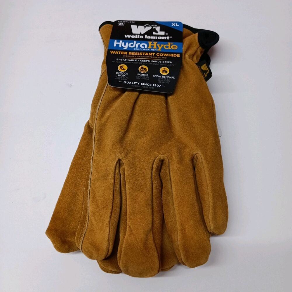 Wells Lamont XL Hydra Hyde Water Resistant Cowhide Leather Breathable Gloves